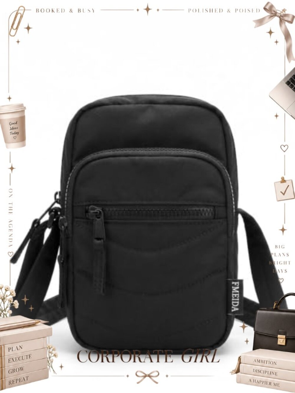 Quilted Small Crossbody Bag Lightweight Multi-Pocket Phone Purse